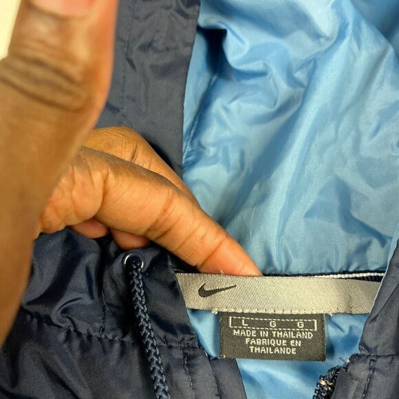 Nike Mens Zip Up Track Jacket Blue Hooded Training Retro Windbreaker Size LARGE - Picture 4 of 11